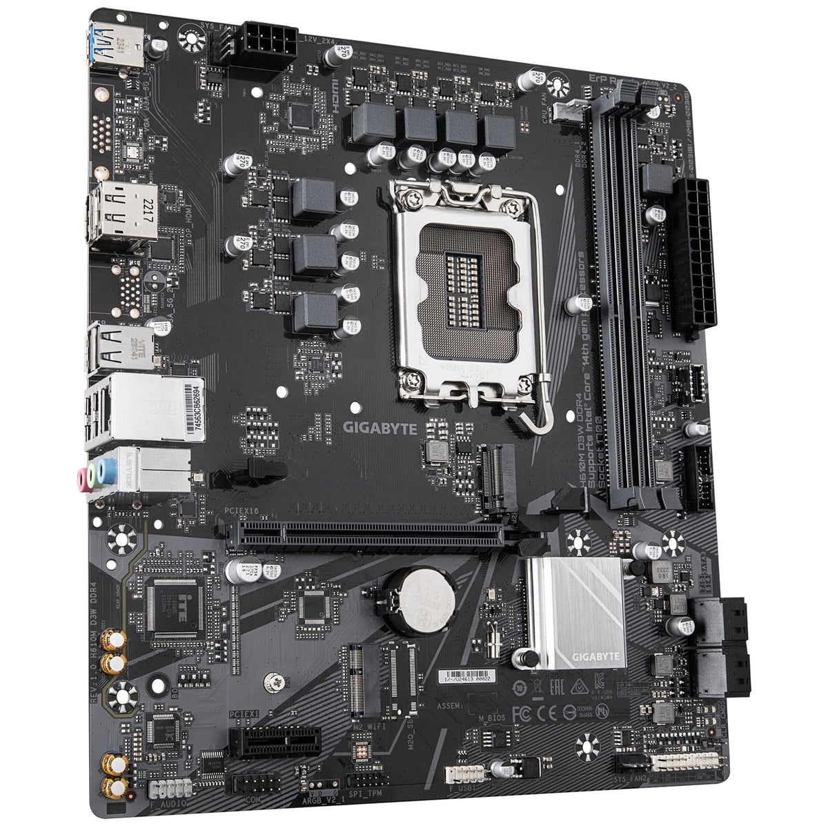 Gigabyte H610M D3W DDR4 Intel 1700 Socket Motherboard, Micro-ATX, 2x DDR4 Slots, 1x M.2 Socket, GbE LAN, 1x DisplayPort / 1x HDMI Port