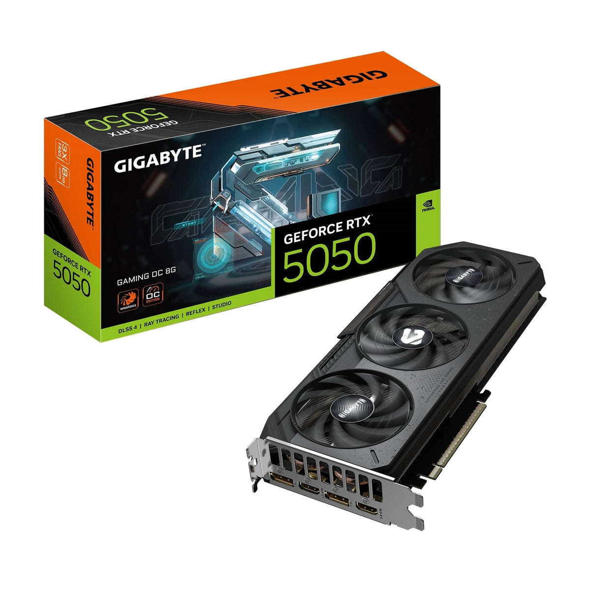 Gigabyte NVIDIA GeForce RTX 5050 GAMING OC 8GB, GDDR6 Graphics Card, 2560 Cuda Core, 2532MHz Core Clock, Triple Fan, 2x DisplayPorts / 2x HDMI Ports