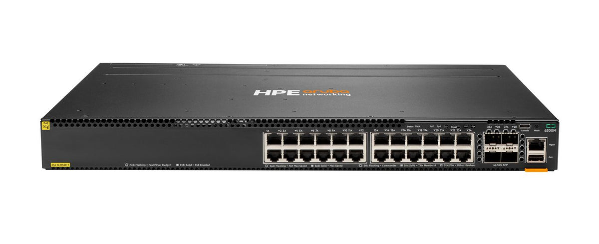 Hewlett Packard Enterprise Aruba 6300M 24-port 1GbE Class 4 PoE and 4-port SFP56 Switch