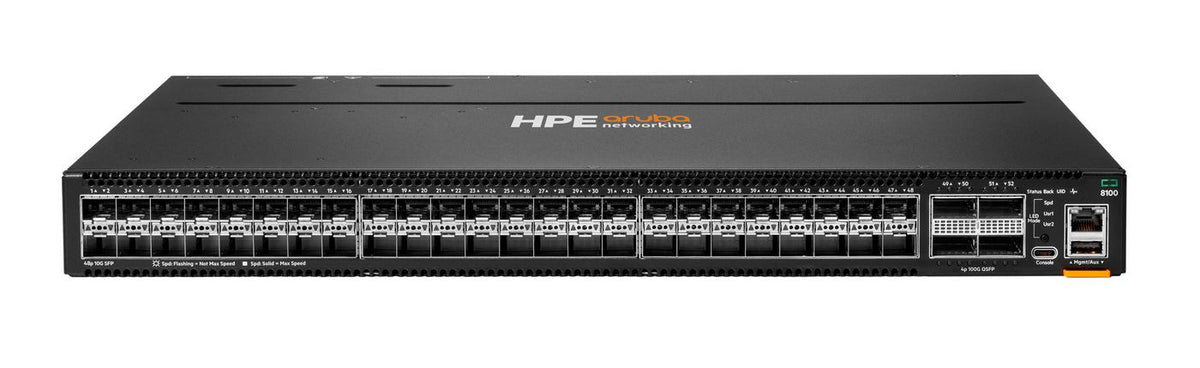 Hewlett Packard Enterprise Aruba Networking CX 8100 48p SFP+ 25G 4p QSFP28 100G Front-to-Back 3xFan 2xAC Bundle