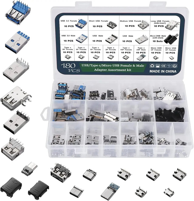 180pcs USB Connector Assortment