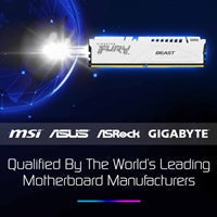 Kingston FURY Beast KF560C36BWE2-16 16GB (1x 16GB) DIMM System Memory, 6000MHz, DDR5, CL36, White, Intel XMP, AMD EXPO