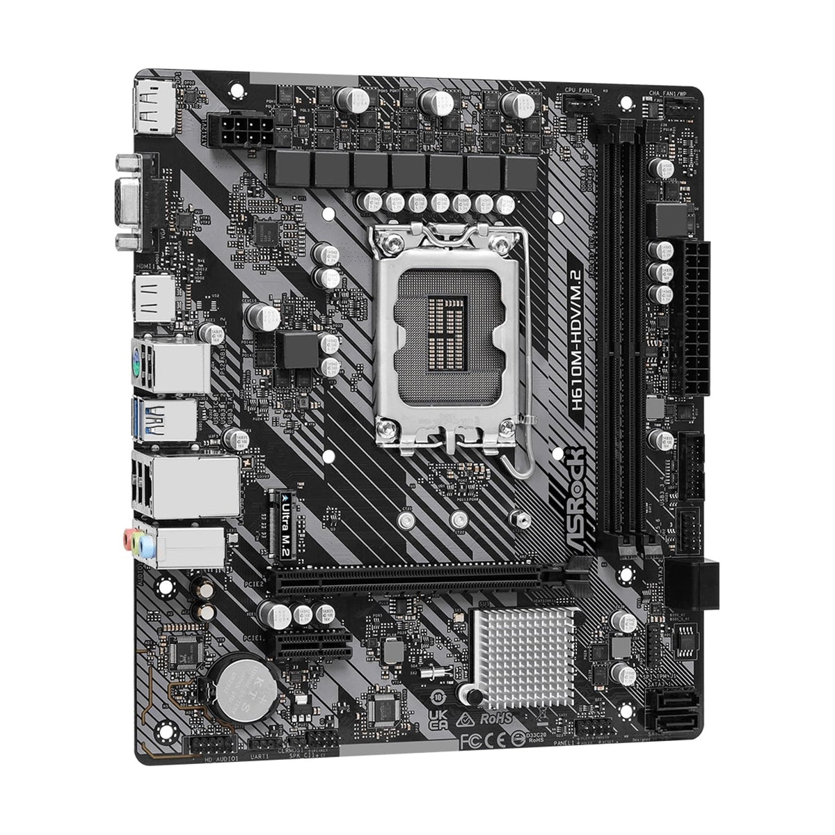 ASRock H610M-HDV/M.2 R2.0 Super Alloy Intel 1700 Socket Motherboard, Micro-ATX, 2x DDR4 Slots, 1x M.2 Socket, GbE LAN, 1x D-Sub / 1x DisplayPort / 1x HDMI Port