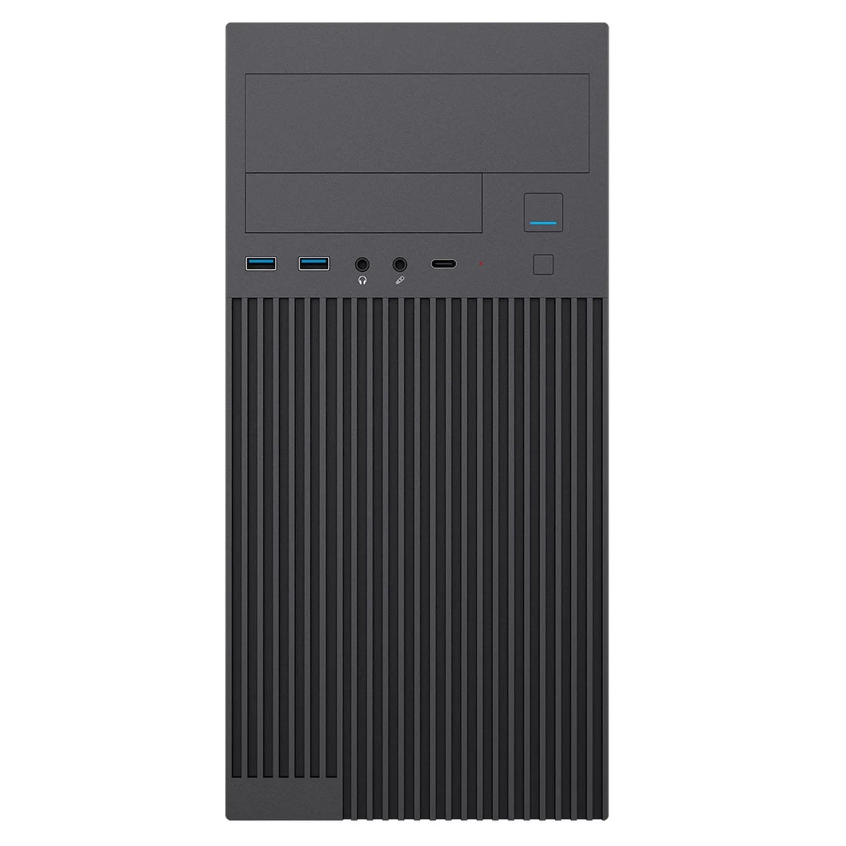 CiT Mentor Micro-ATX Office PC Case With USB Type C and 80mm Rear Black Fan Included